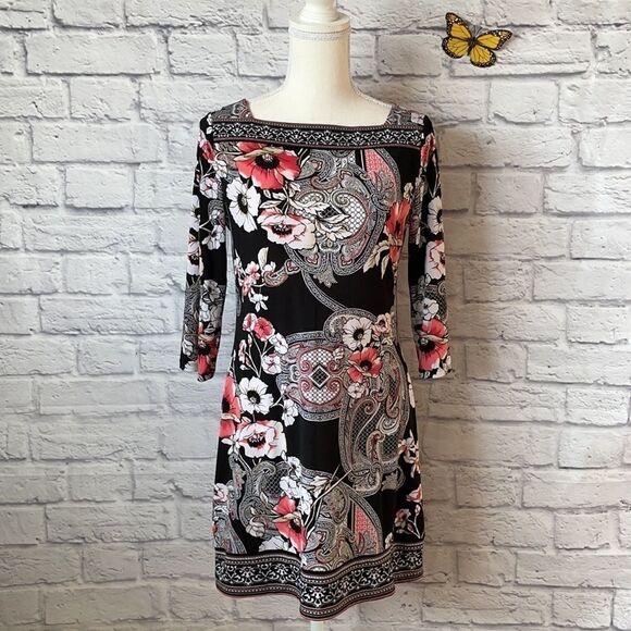 White House Black Market WHBM Floral Knee Length Dress Size Small - Picture 2 of 9